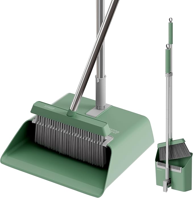 JOYMOOP Dark Teal Green Broom and Dustpan Set by JOYMOOP