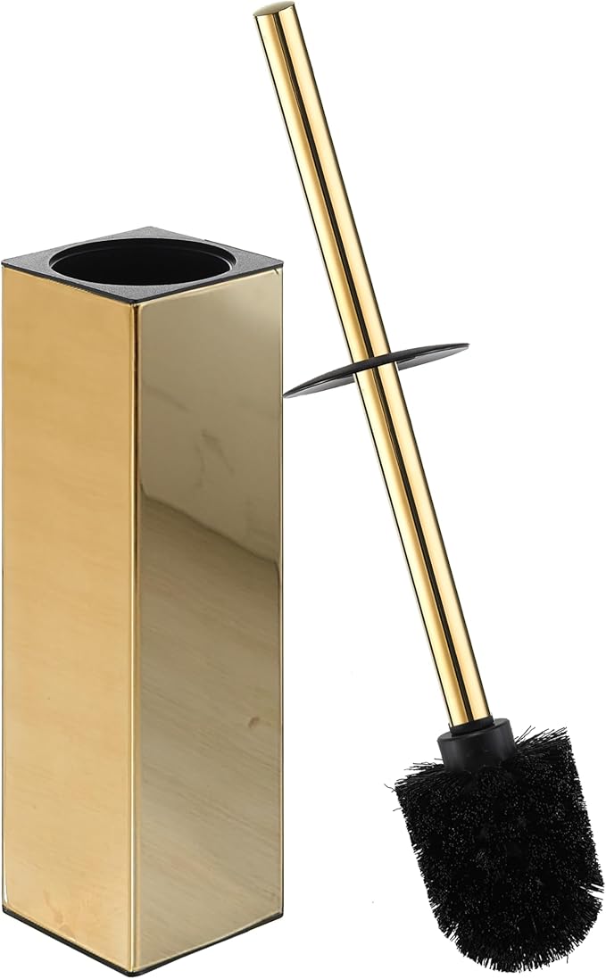 BGL Square Toilet Brush with Holder, Stainless Steel Rubber Painted Toilet Bowl by BGL