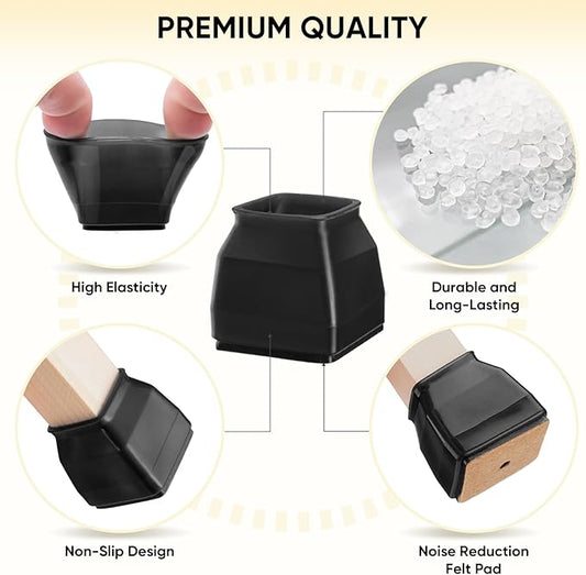 BALEINE 16 Pack Silicone Chair Leg Floor Protectors, Stool Leg Protectors Cap - Image 2