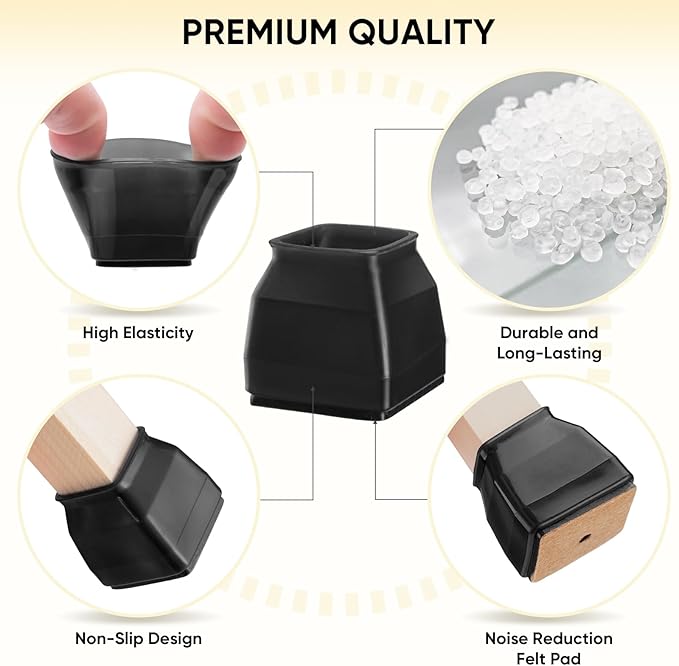 BALEINE 32 Pack Silicone Chair Leg Floor Protectors, Stool Leg Protectors Cap - Image 2