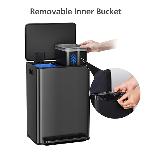 GarveeHome 60L/16 Gal Kitchen Trash Can, 2×8 Gal Pedal Trash Bin - Image 6