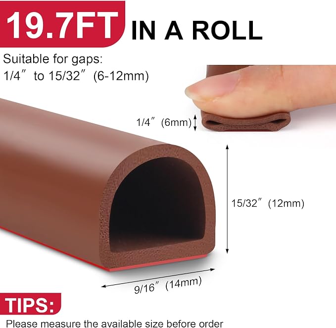 【New Upgrade】 Silicone Door Weather Stripping Door Seal Strip, 19.7 Feet - Image 3