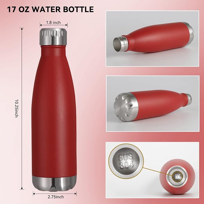 VEGOND 17oz Stainless Steel Water Bottles, Reusable Metal Sports Water Bottle - Image 3