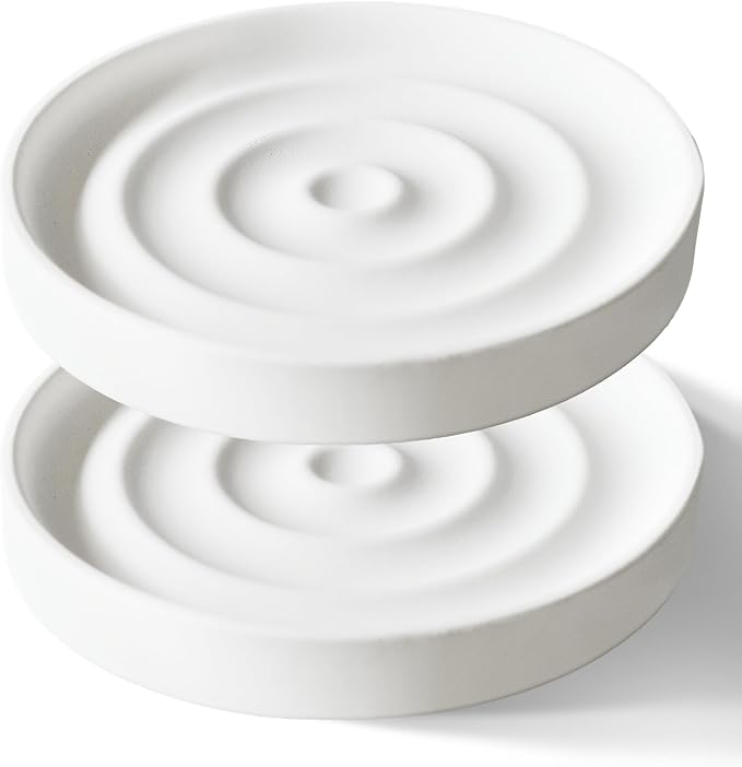 2 Pack Diatomite Soap Dish Holder, Quick Dry Stone Bar Holder, Water Absorbent by SlowSLog