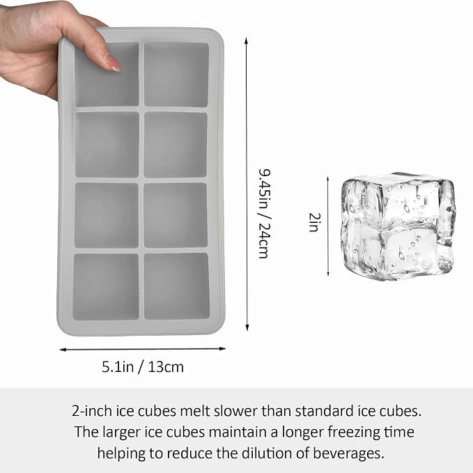 2 Pack Silicone 2 Inch Large Ice Cube Molds - Image 3