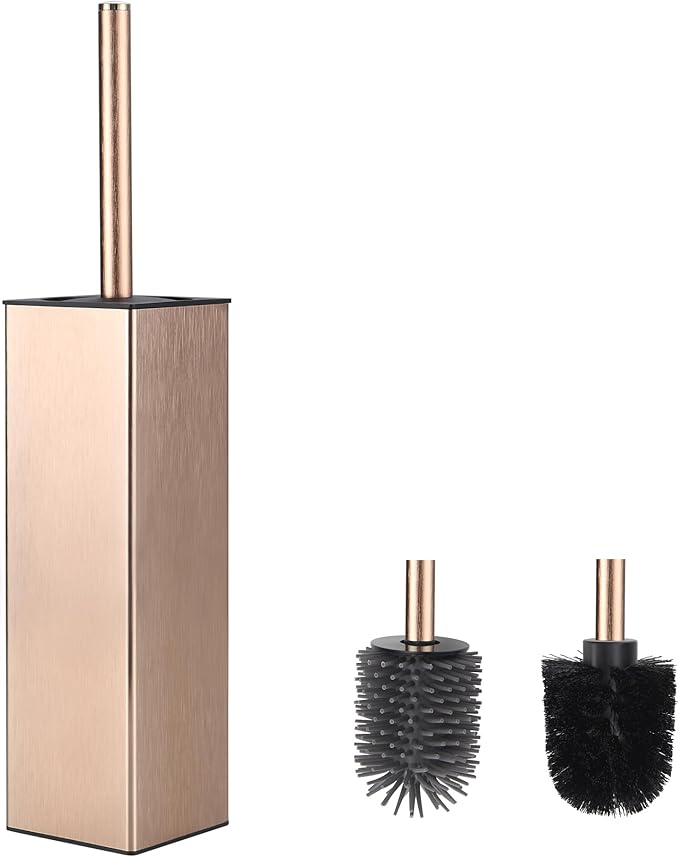 BVL Toilet Brush and Holder Set Rose Gold Freestanding by BVLBath