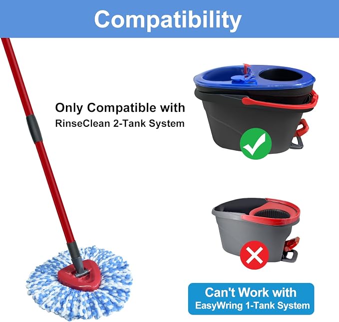 Spin Mop Replace Head, Mop Handle and Base Compatible - Image 2