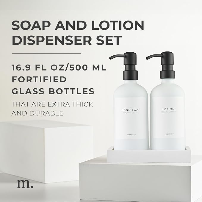 MaisoNovo Soap Dispenser 3-Piece Set | 16.9oz White Bottles - Image 2