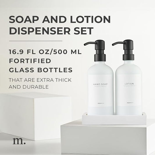 MaisoNovo Soap Dispenser 3-Piece Set | 16.9oz White Bottles - Image 2