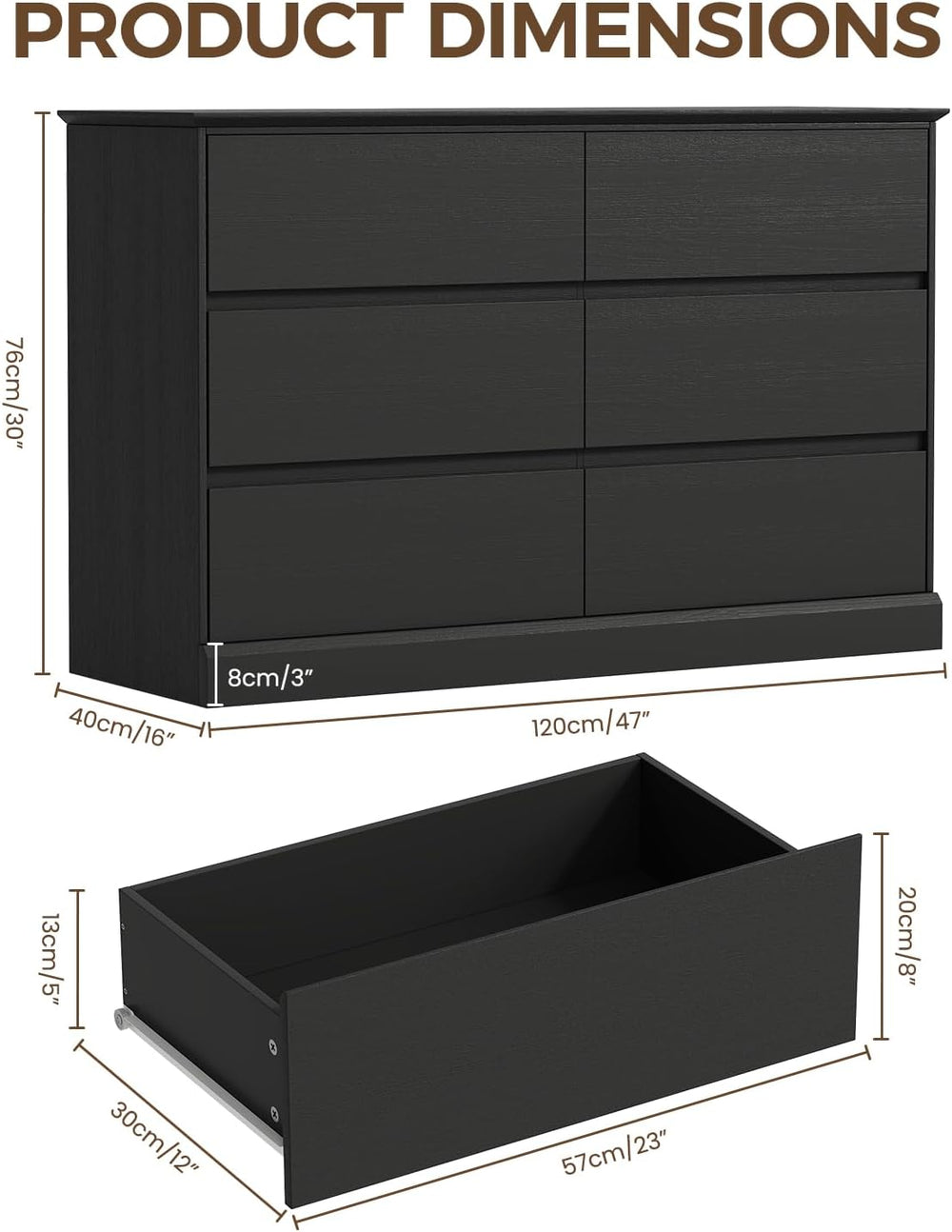 Dresser for Bedroom, 6 Drawer Dressers, Modern Wood Dresser, Wide Chest of Dr...