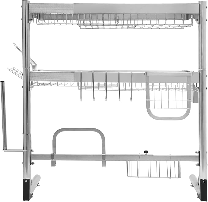 Over The Sink Dish Drying Rack, 2-Tier Stainless Steel Dish Drainer - Image 7