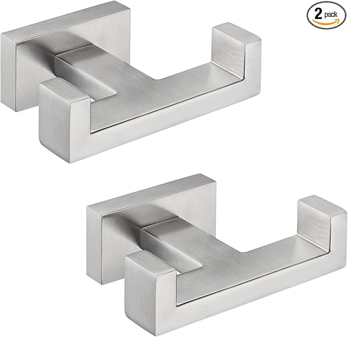 Angle Simple Bathroom Double Hook 2 PCS, SUS304 Stainless Steel Hand Towel by AngleSimple