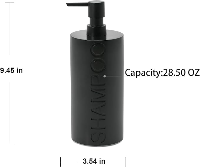Matte Black Shampoo Dispenser Modern Refillable Pump Bottle - Image 4