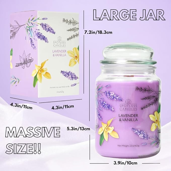 Vanilla & Lavender Candle 22oz Glass Jar - Image 4