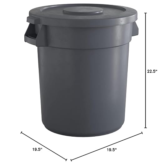 20 Gallon Gray Round Commercial Trash Can - Image 5