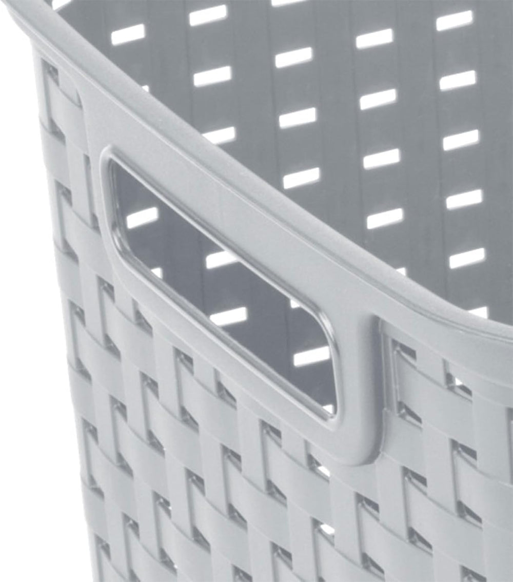 Sterilite Tall Weave Basket, Rectangular Plastic Décor Bin, Gray, 6 Pack