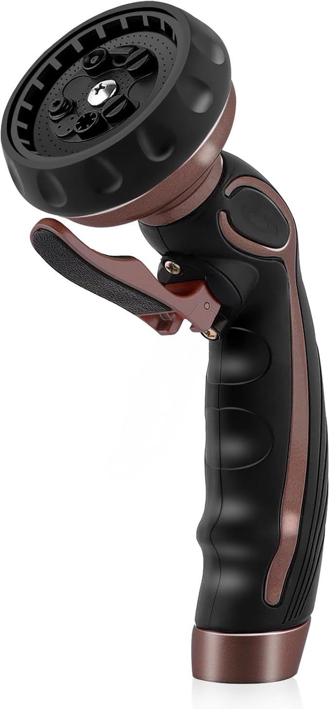 RESTMO Hose Nozzle with Easy Self-Lock Trigger, Heavy Duty Metal Water Hose by Restmo
