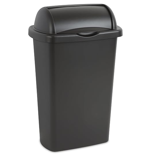 13 Gallon Roll Top Wastebasket – Lift-Open Kitchen Black Trash Can 13 Gallon by Unknown