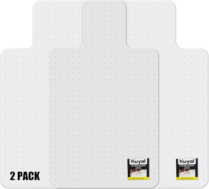 Kuyal Office Chair Mat for Carpet, 2 Pack 45x53 Clear Heavy Duty Computer Chair by Kuyal