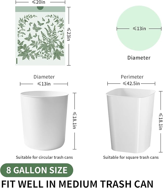VOK 8 Gallon Trash Bags with Butterfly Printed & Sweet Wormwood Scent, - Image 2