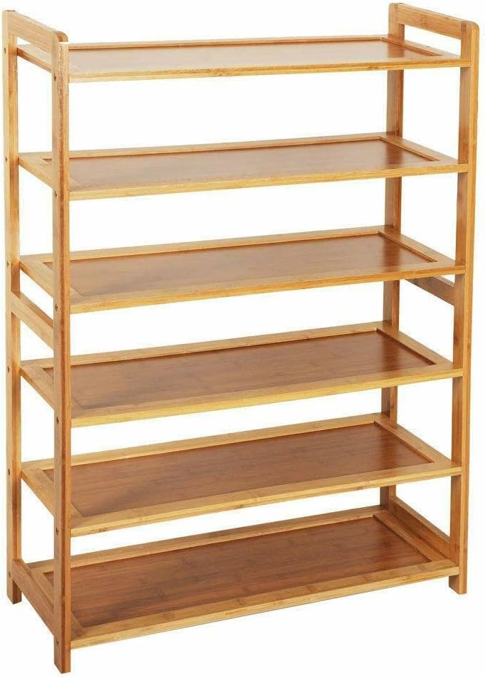 6 Layers Bamboo Shelf Tier 6 Wood Home Furniture Entryway Storage Rack Shoe