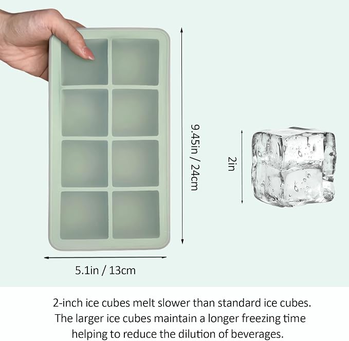 2 Pack Silicone 2 Inch Large Ice Cube Molds - Image 3