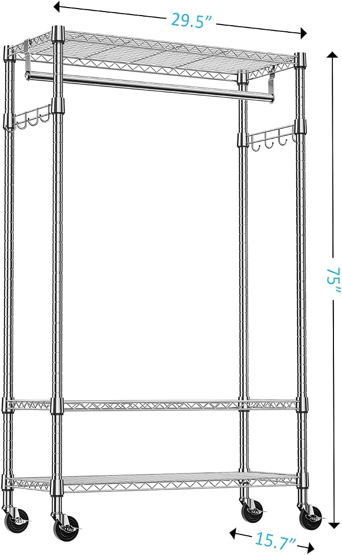 IZEUK Heavy Duty Rolling Garment Rack - Image 2