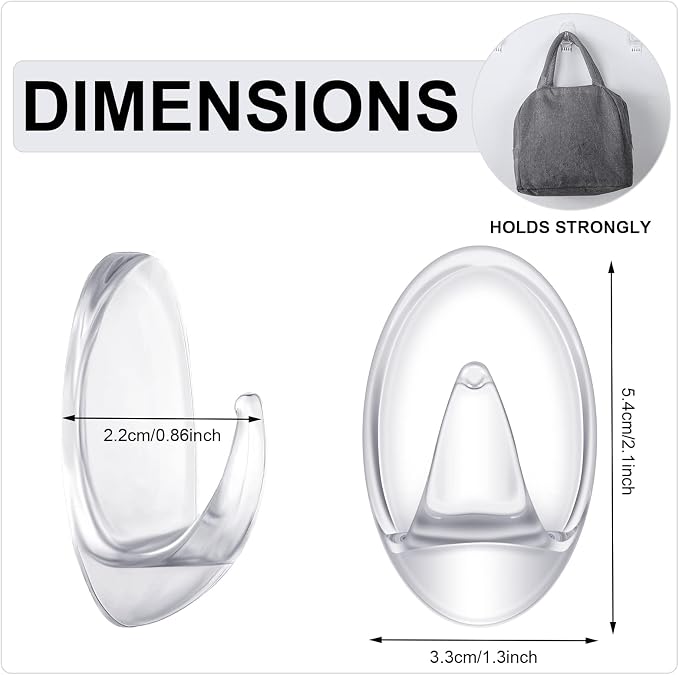 Blulu 12 Pcs Clear Adhesive Hooks - Image 2