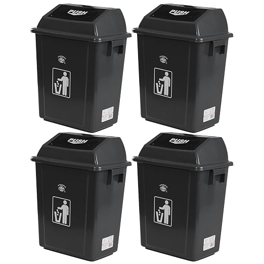 4 Pack Plastic Swing Lid Trash Can, 6 Gallon Trash Cans by Nihenok