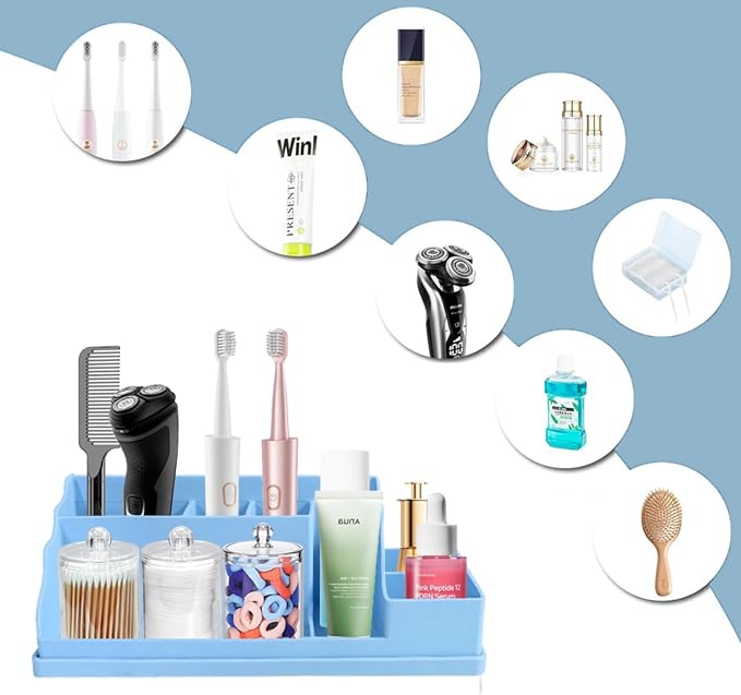 Silicone Multifunctional Bathroom Organizer Countertop, 7Compartment Silicone - Image 2