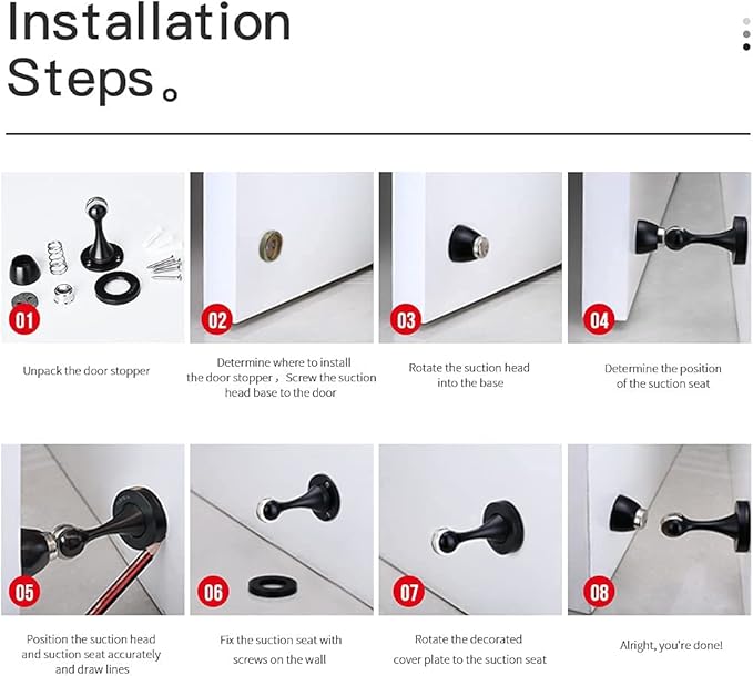 YAGU 1 Pack Silver Magnetic Door Stoppers Catch, Zinc Alloy Brushed Nickel Door - Image 6