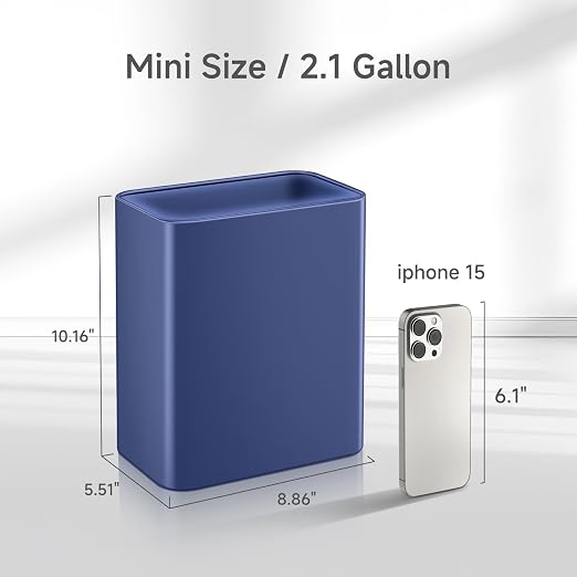 TIPGO Small Metal Trash Can, 2.1 Gallon Slim Trash Can - Image 2