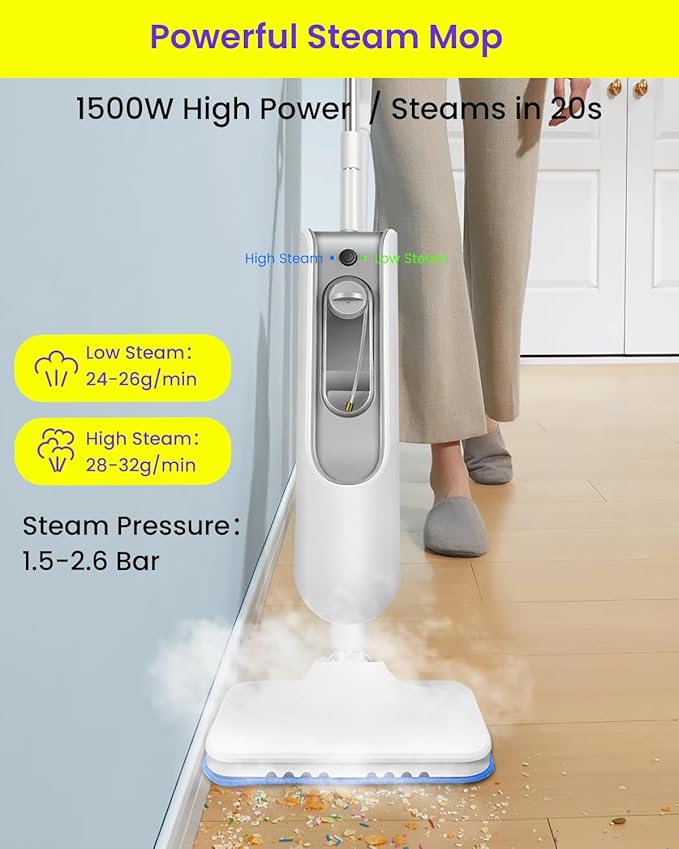 Steam Mop for Floor Cleaning, Effortless Ergonomic Design Floor Steamer for - Image 2