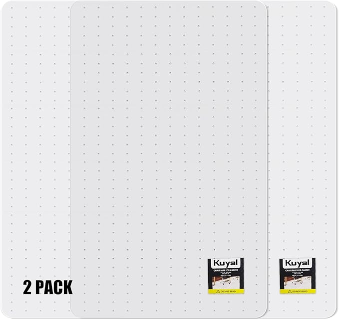 Kuyal Office Chair Mat for Carpet, 2 Pack 46x 55 Clear Heavy Duty Computer by Kuyal