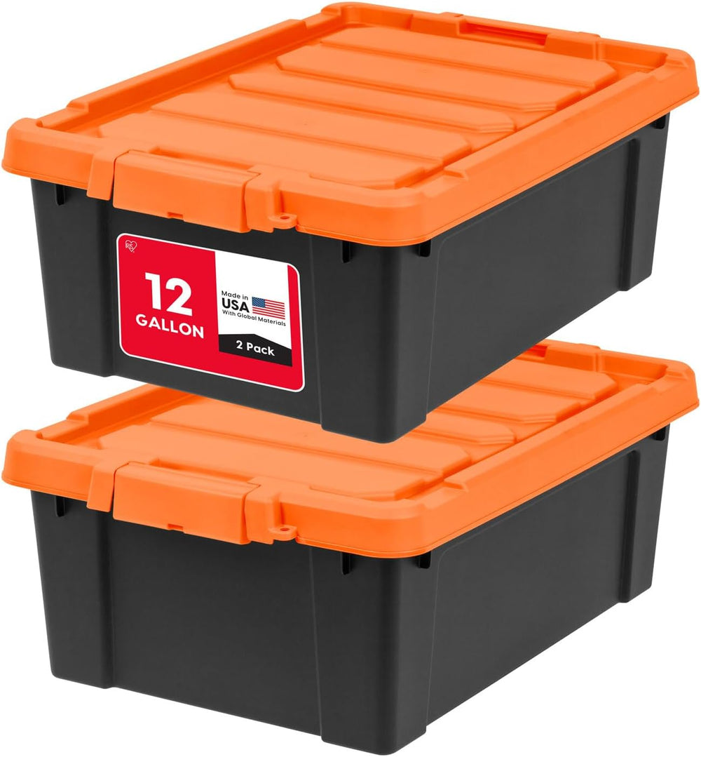IRIS USA Lockable Storage Bins with Lids, 12 Gallon Heavy Duty, 2 Pack