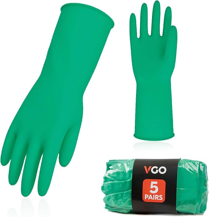 Vgo... 5-Pairs Reusable Household Gloves, Rubber Dishwashing gloves, Extra by Vgo