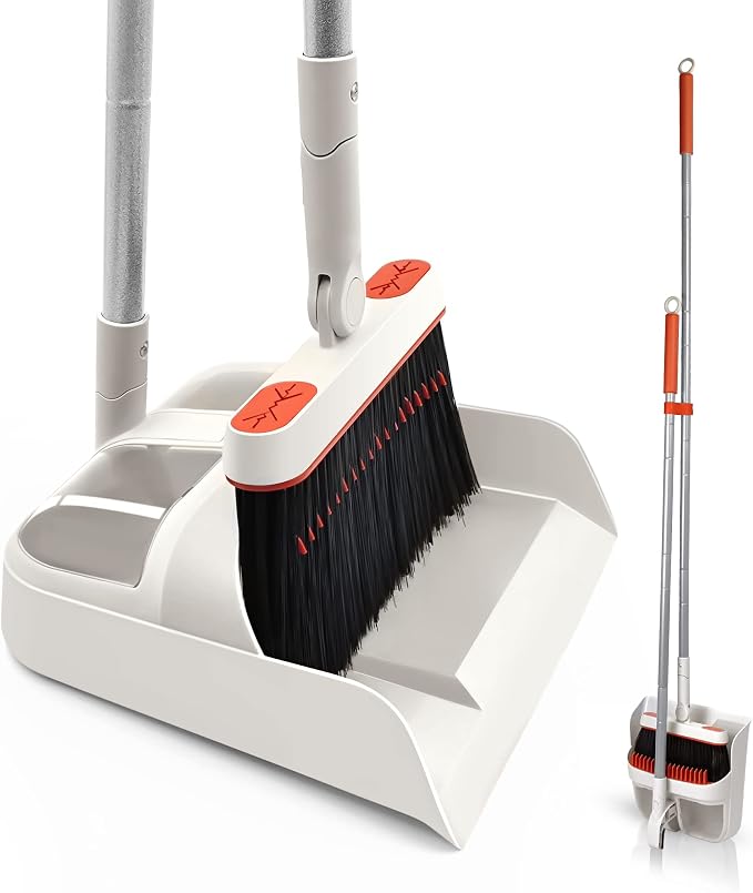 JEHONN Broom and Dustpan Set for Home, Long Handle Lightweight 180 Degree by JEHONN