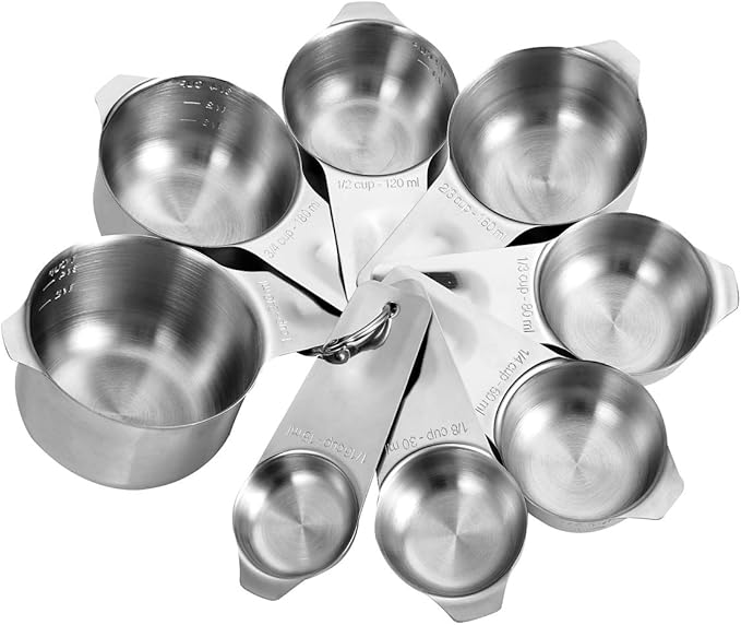 8 Pcs Stainless Steel Measuring Cups Set, Kitchen Measuring Cup - Image 2