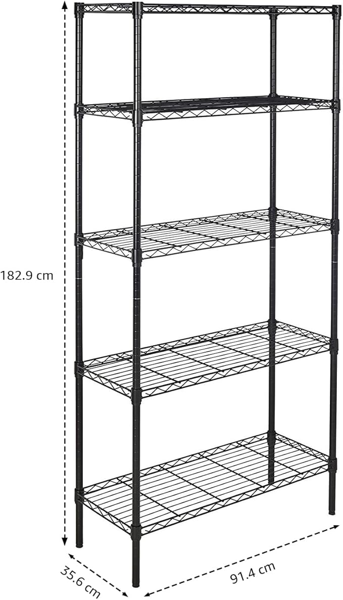 Amazon Basics 5-Shelf Adjustable Heavy Duty Steel Wire Rack Storage Shelving - Image 5