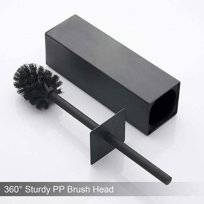Matte Black Square Stainless Steel Toilet Brush - Image 5