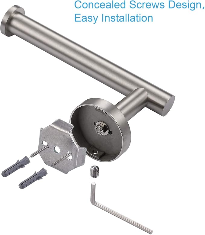 TASTOS Brushed Nickel Toilet Paper Holder SUS304 Stainless Steel, Modern Round - Image 5