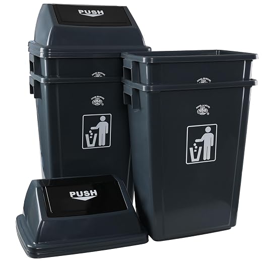 4 Pack 18 Gal Plastic Garage Can by Buyitt