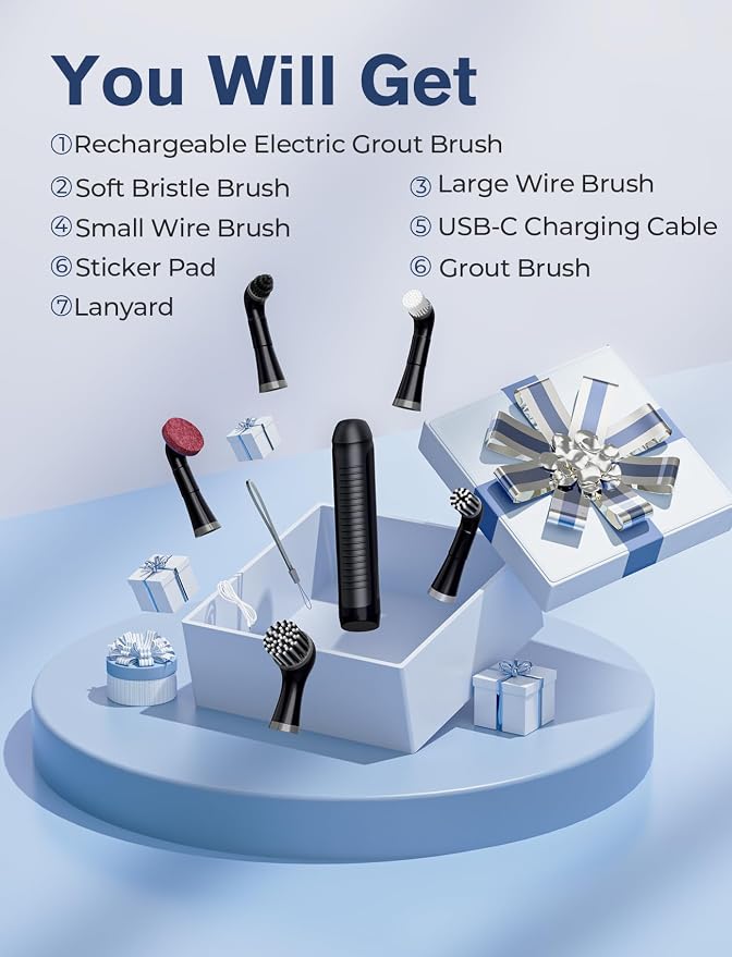 Sweepulire Rechargeable Electric Grout Brush, 2025 New Power Cleaning Brush - Image 8