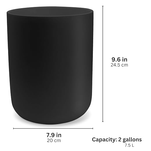 Matte Black Round Compact Trash Can Mini, 2 Gallons / 7.5L Garbage Bin - Image 5
