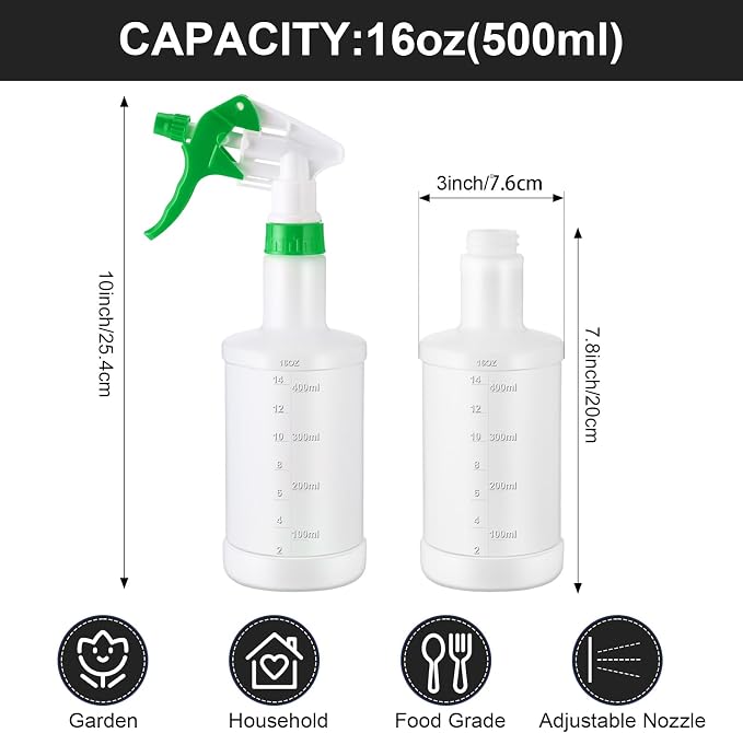 Eccliy 12 Pcs 16 Oz Plastic Spray Bottle, Adjustable Empty Reusable Sprayer - Image 2