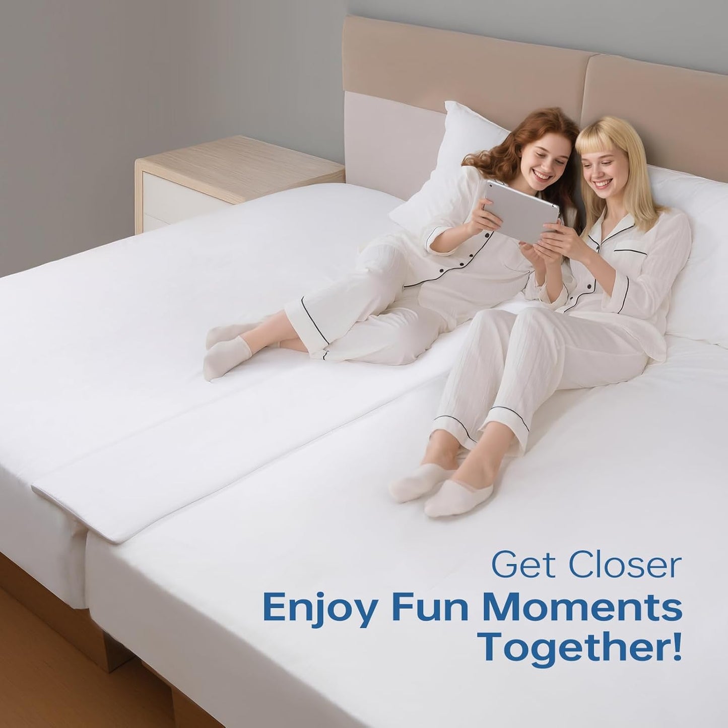 Vekkia Split King Gap Filler for Adjustable Bed,Twin to King Bed Converter Kit,Bed Bridge Twin to King,Mattress Connector with Washable Cover,for Guests Stayovers,Family Room(75in×10in)