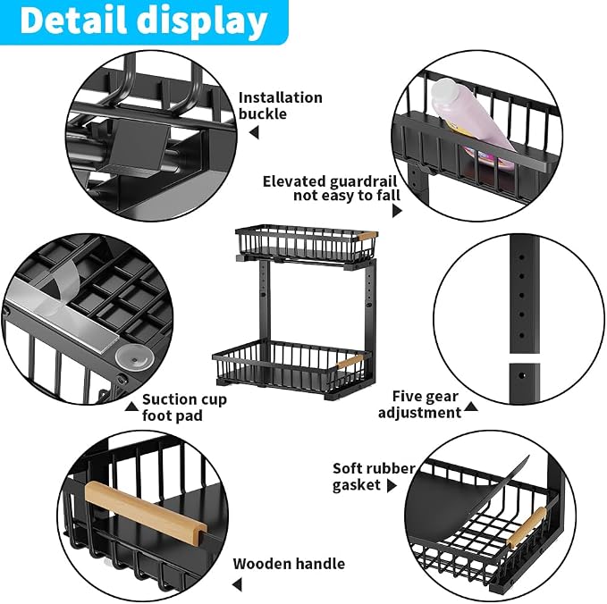Under Sink Organizer, 2 Tier Under Sink Organizers and Storage, Metal Slide out - Image 4