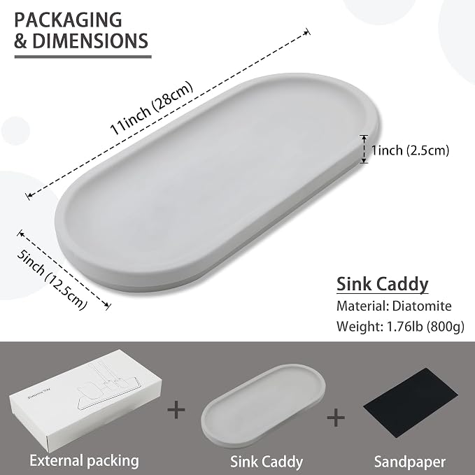 Diatomite Sink Caddy for Kitchen Organizer, Quick Dry Holder for Sponge - Image 4