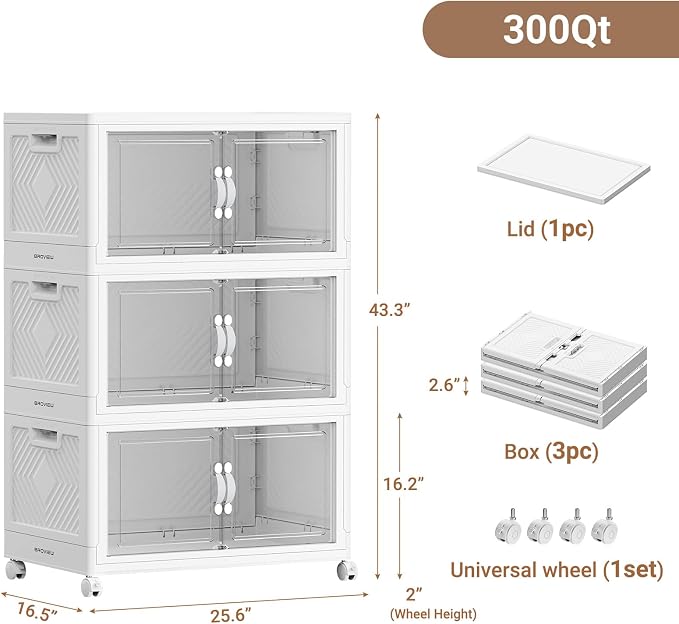 BROVIEW 300QT Extra Large Stackable Storage Bins, 75Gal Clear Plastic Closet - Image 2
