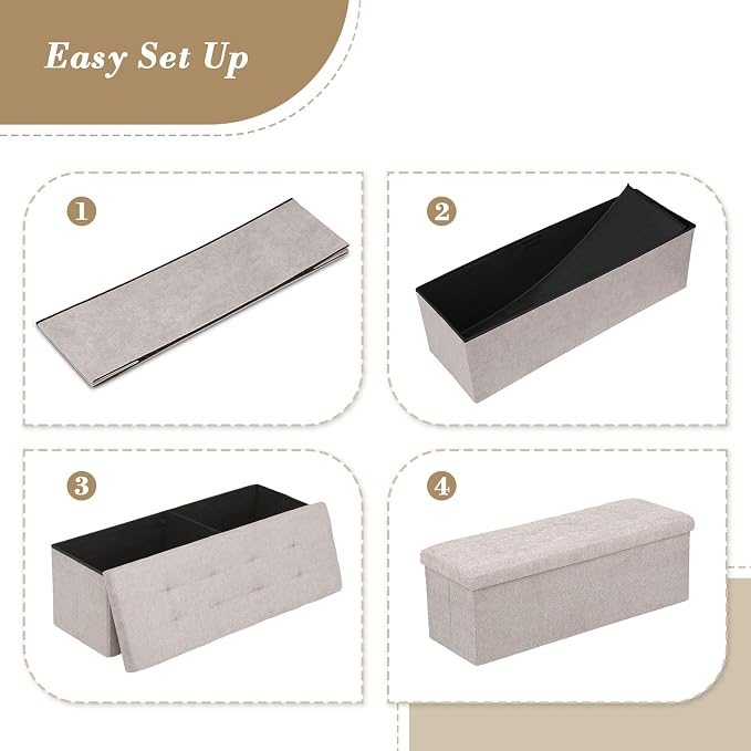 Athena Collection 43" Storage Ottoman Bench Folding Bench - Image 8